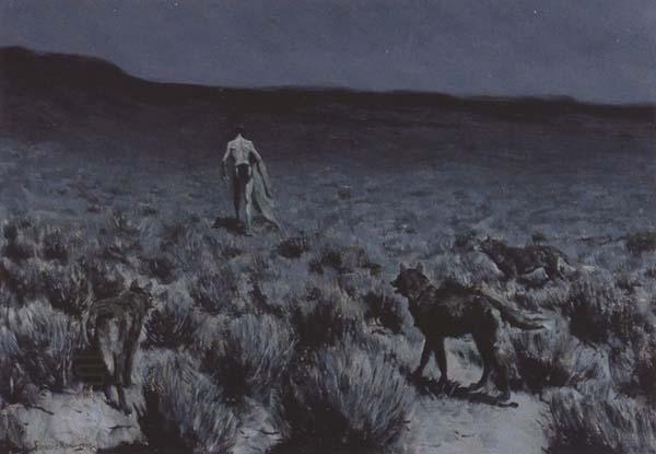 Frederic Remington The Wolves Sniffed Along the Trail (mk43) oil painting picture
